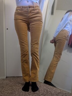 Mustard Corduroy Slim Bootcut Pants